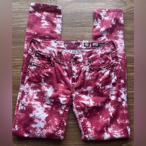 Miss Me Denim Brand Red Tie Dye Skinny Jean Rhinestone Flap Pocket | JD106352 🖤